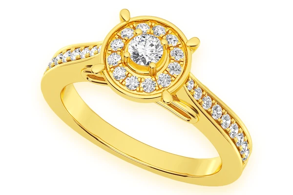 .50ctw - Round Halo - Diamond Engagement Ring - All Natural