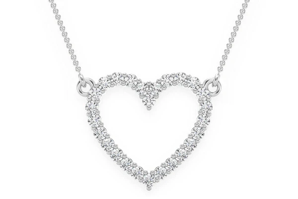 Open Heart Diamond Necklace Connected 14k Solid Gold 0.35ctw