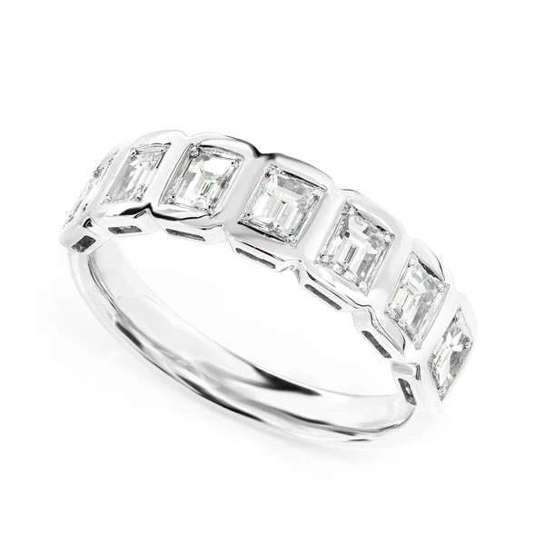 Seven Stone Diamond Baguette Bezel Band Ring 14k Solid Gold 0.90ctw