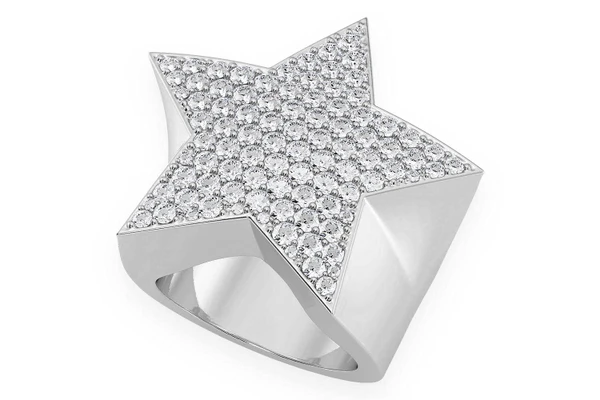 Star Signet Ring 14k Solid Gold 2.25ctw