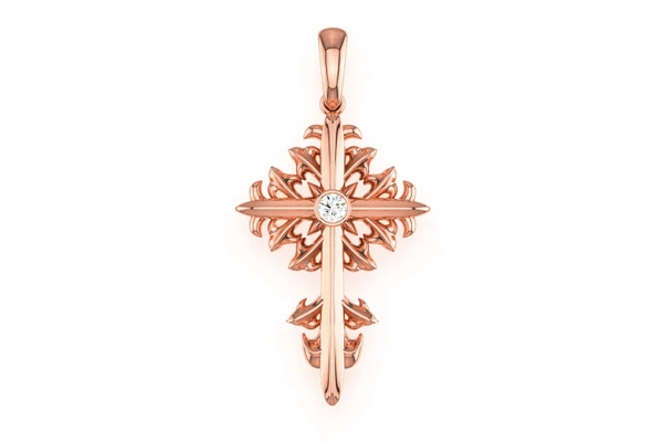 Filigree Cross 14k Solid Gold 0.02ctw