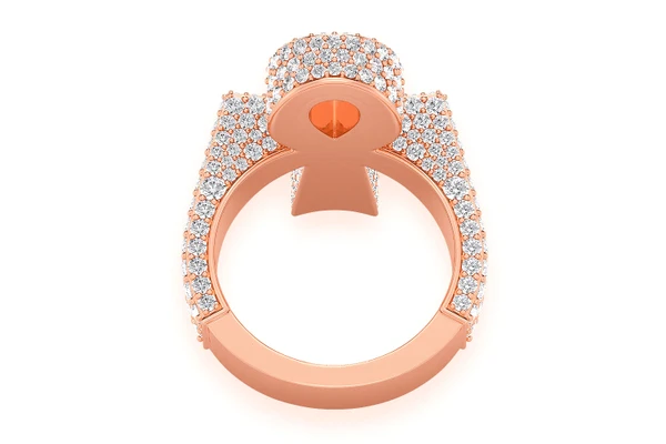 Ankh Signet Diamond Ring 14k Solid Gold 0.40ctw