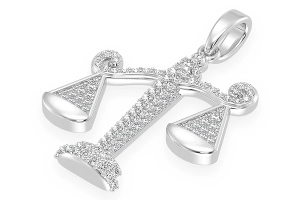 Balance Libra Scale Diamond Pendant 14k Solid Gold 0.66ctw