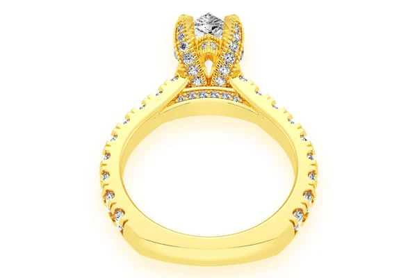 Thinn - 2.00ct Pear Solitaire - Single Row Scallop - Diamond Engagement Ring - All Natural