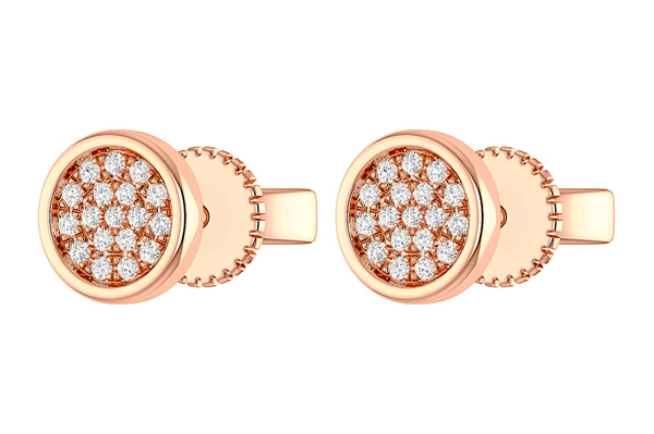 Bezel Set Diamond Cluster Stud Earrings 14k Solid Gold 0.05ctw