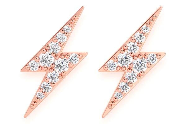 Lightning Bolt Stud Diamond Earrings 14k Solid Gold 0.25ctw