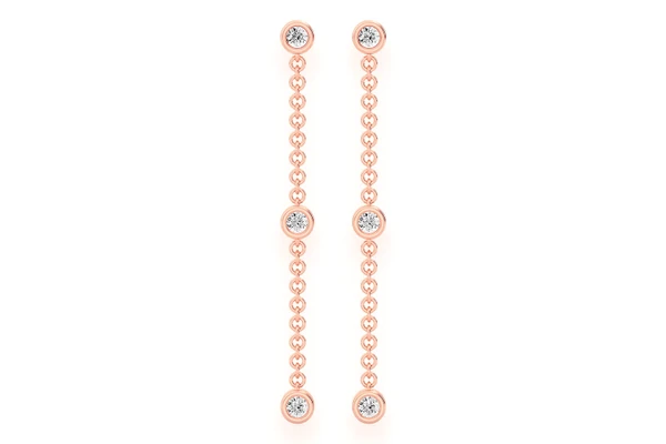 Bezel Set Dangling Earrings 14k Solid Gold 0.33ctw