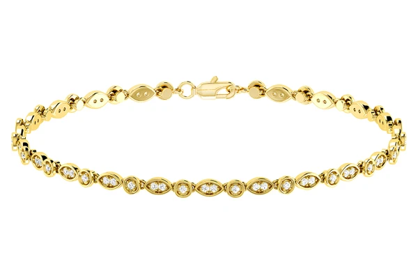 Geometric Bezel Set Diamond Link Bracelet 14k Solid Gold 0.50ctw