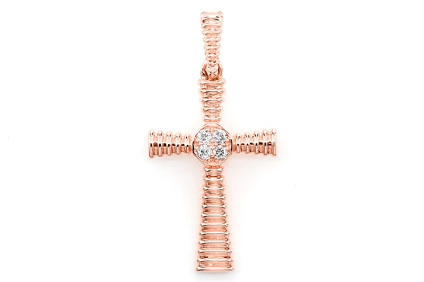 Dutch Cross Diamond Accent Pendant 14k Solid Gold 0.05ctw 