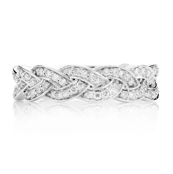 Braided Diamond Band 14k Solid Gold 0.33ctw