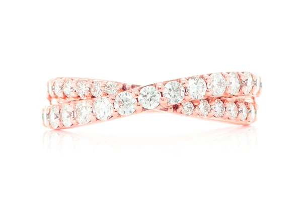 Crossover Diamond Ring 14k Solid Gold 1.00ctw