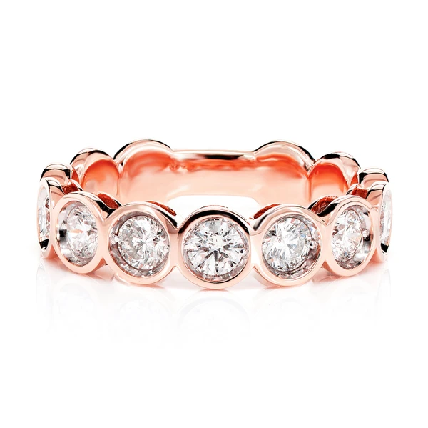 Seven Stone Bezel Set Band Ring 14k Solid Gold 1.00ctw