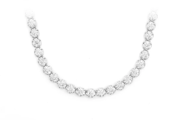 15pt Crown Set Diamond Tennis Necklace 14k Solid Gold 14.30ctw