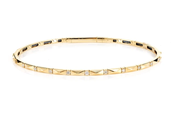 Pointed Rectangle Flex Diamond Bangle Bracelet 14k Solid Gold 0.20ctw