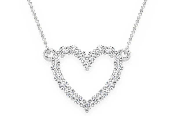 Heart Diamond Pendant 14k Solid Gold 0.15ctw