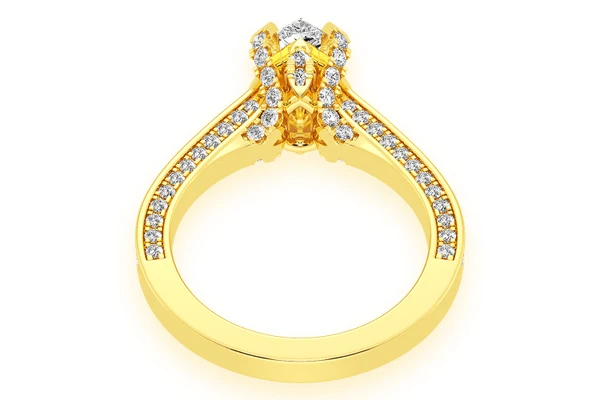 Chant - 1.00ct Pear Solitaire - Deluxe One Row Scallop - Diamond Engagement Ring - All Natural