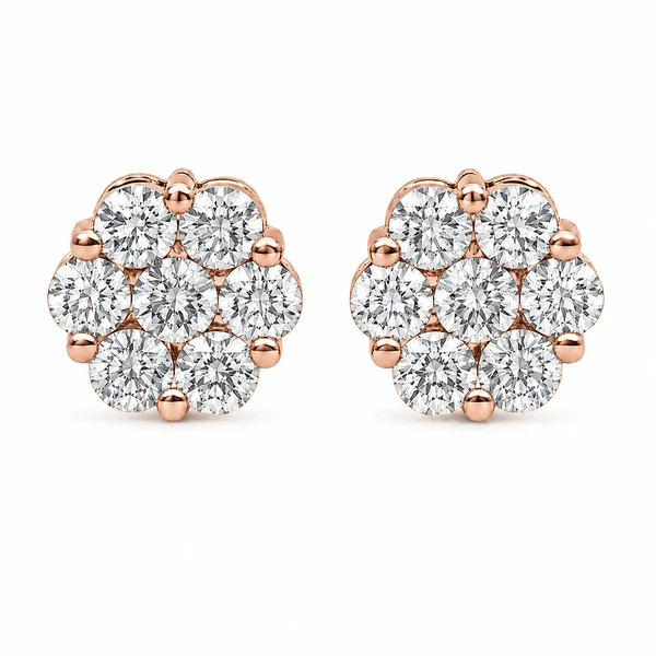 Flower Stud Earrings 14k   4.00ctw