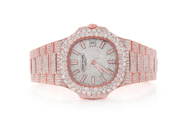 Patek Philippe Nautilus (5711) 40MM 18k Rose Gold - 22.25ctw Fully Iced Out