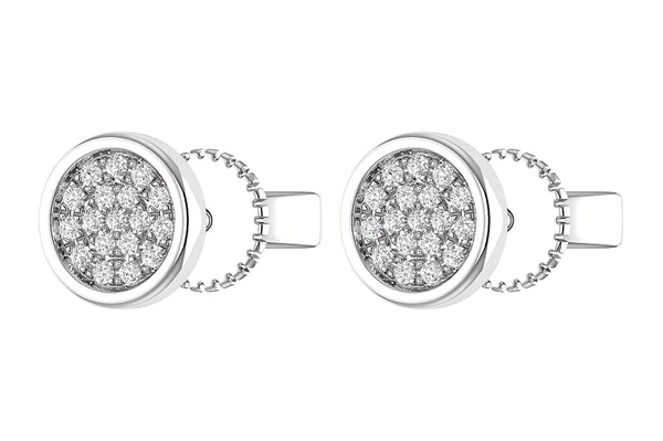 Bezel Set Diamond Cluster Stud Earrings 14k Solid Gold 0.05ctw