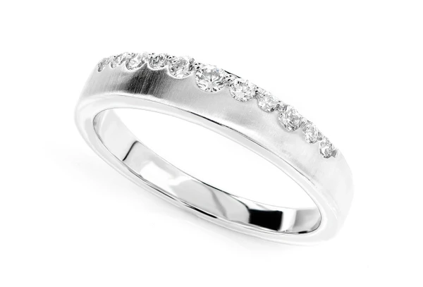 One Row Gypsy Set Diamond Band Ring 14k Solid Gold 0.25ctw