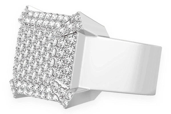 Emerald Shape Signet Diamond Ring 14k Solid Gold 2.30ctw