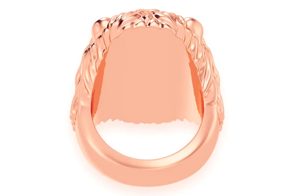 Plain Lion Head Ring 14k Solid Gold 