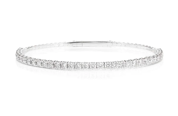 8pt Prong Set Flex Diamond Tennis Bangle Bracelet 14k Solid Gold 2.90ctw