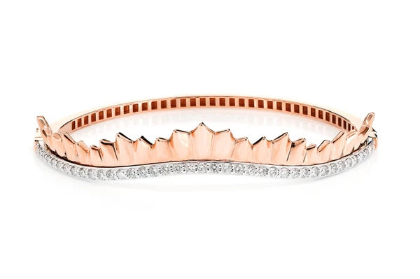 Asymettrical Diamond Wave Bracelet 14k Solid Gold 0.95ctw 