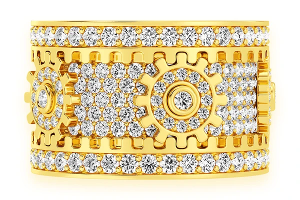 Super Fidget Gear Diamond Ring 14k Solid Gold 5.50ctw