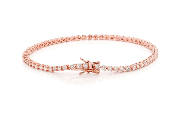 3pt Prong Set Diamond Tennis Bracelet 14k Solid Gold 2.50ctw