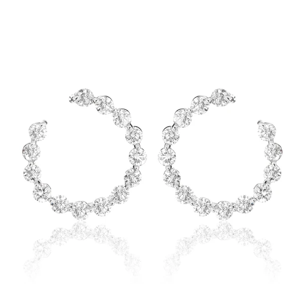 Diamond Circle Stud Earrings 14k Solid Gold 1.80ctw 