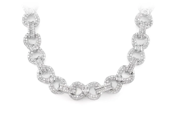 Bezel Infinity Diamond Link Necklace 14k Solid Gold 20.60ctw