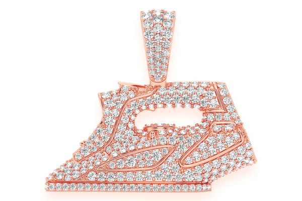 Iron Diamond Pendant 14k Solid Gold 2.00ctw