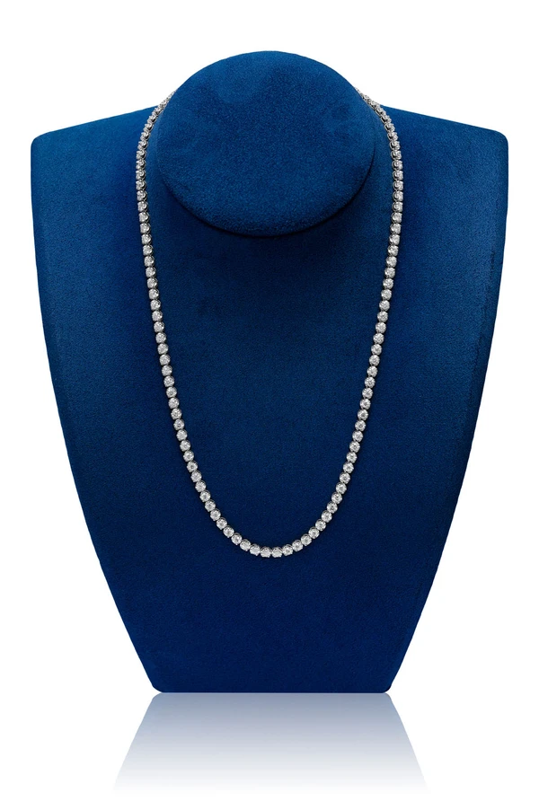 15pt Crown Set Diamond Tennis Necklace 14k Solid Gold 14.30ctw