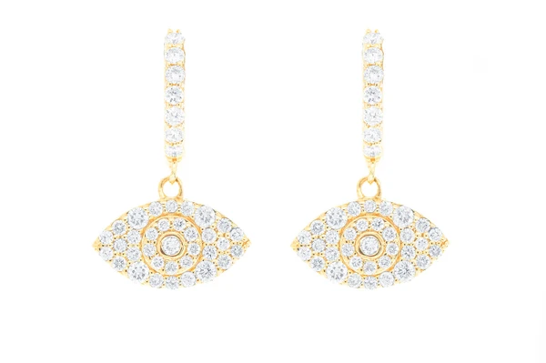 Evil Eye Dangling Hoop Diamond Earrings 14k Solid Gold 0.50ctw