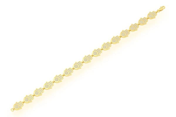 Hamsa Eternity Diamond Bracelet 14k Solid Gold 2.75ctw