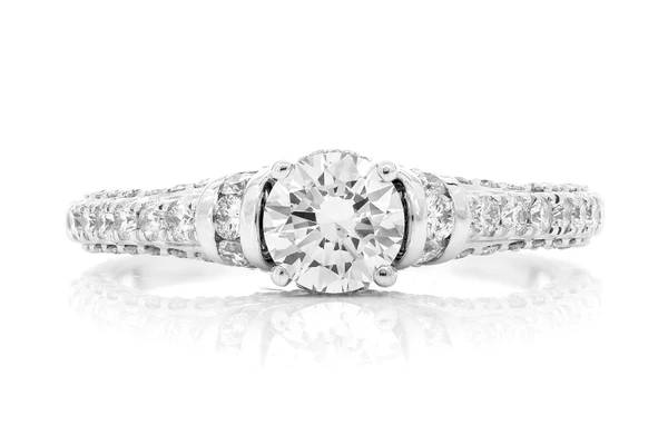 0.50ct Round Cathedral Diamond Engagement Ring - All Natural - 14k Solid Gold