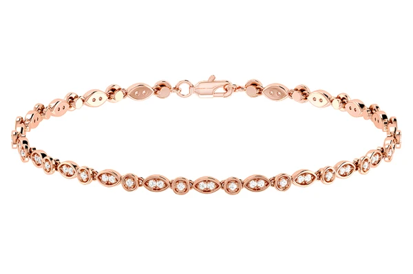 Geometric Bezel Set Diamond Link Bracelet 14k Solid Gold 0.50ctw
