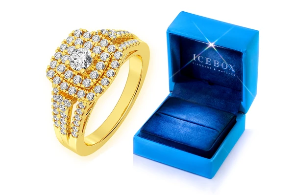 0.75ctw Round Double Halo - Diamond Engagement Ring - All Natural