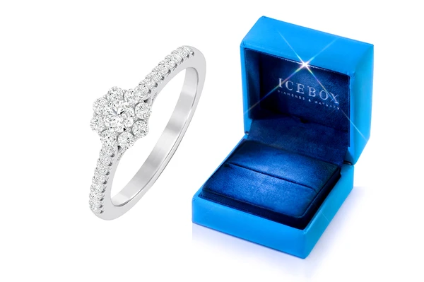 0.50ctw - Floral Halo Cluster - Diamond Engagement Ring - All Natural