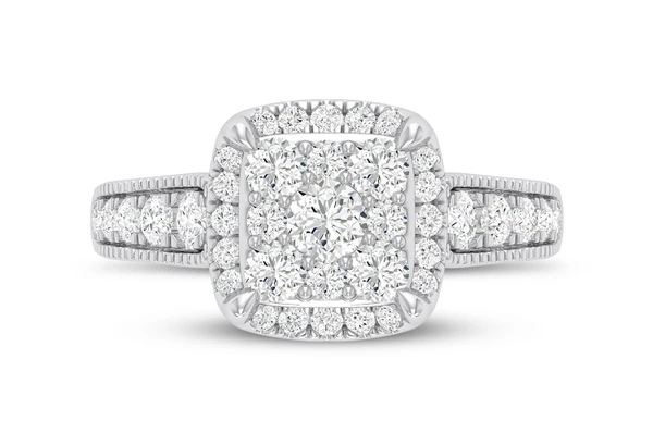 Cushion Halo Cluster - Diamond Engagement Ring - All Natural