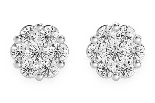 4.00ctw Flower Stud Diamond Earrings 14k Solid Gold