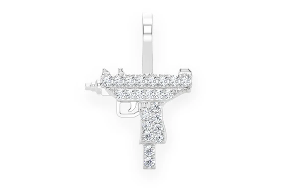 Uzi Diamond Pendant 14k Solid Gold 0.15ctw