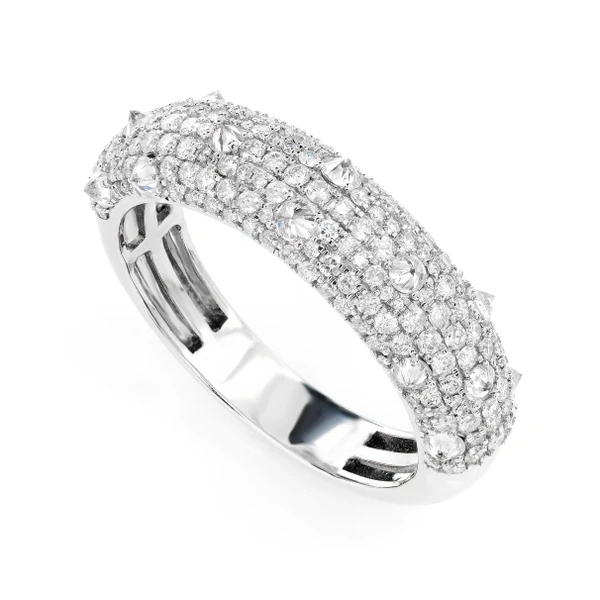 Diamond Spike Thin Band Ring 14k Solid Gold 1.50ctw