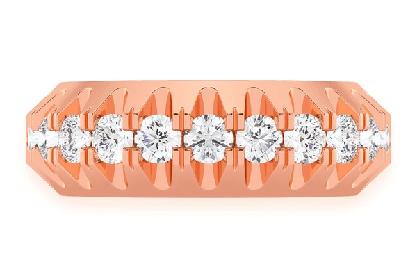 Pyramid Diamond Band 14k Solid Gold 1.25ctw