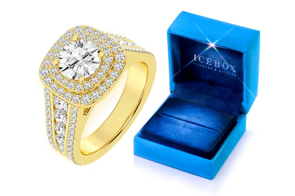 1.00ct Round Solitaire - Double Halo - Diamond Engagement Ring - All Natural
