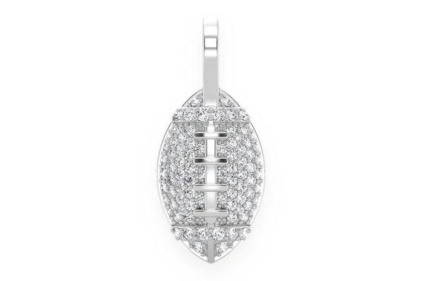 American Football Diamond Pendant 14k Solid Gold 0.40ctw