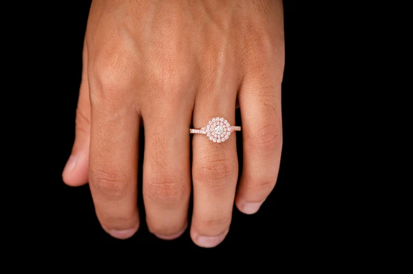 0.75ctw Round Double Halo - Diamond Engagement Ring - All Natural