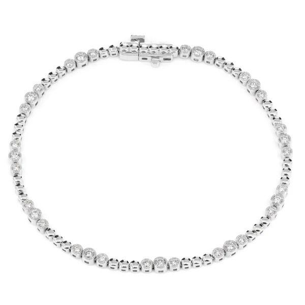 Beaded Milgrain Trio Diamond Bracelet 14k Solid Gold 0.60ctw