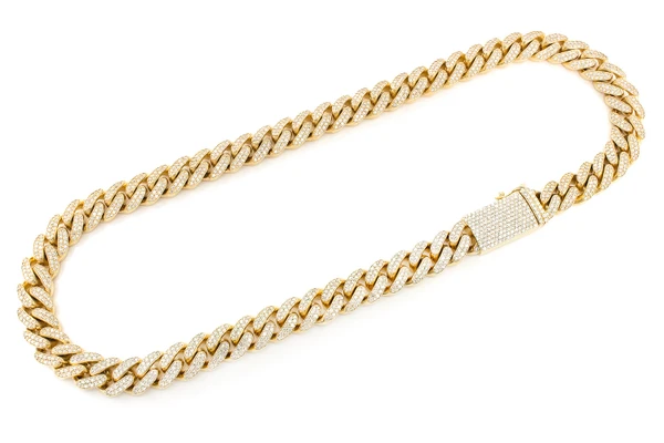 14MM Miami Cuban Link Diamond Necklace 14k Solid Gold 22.00ctw